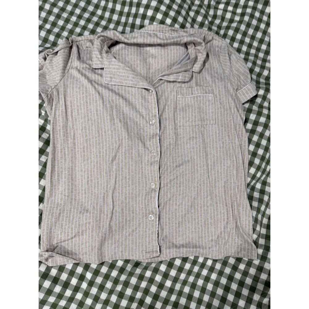 Beige and White Stripped PJ Set